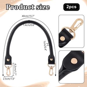 PH Pandahall Pcs Black Leather Purse Handle Purses <b>Straps</b> <b>Bag</b> <b>Replacement</b> <b>Strap</b> Round Handbag Shoulder <b>Bag</b> <b>Strap</b> With Golden Swi - Product Image 2
