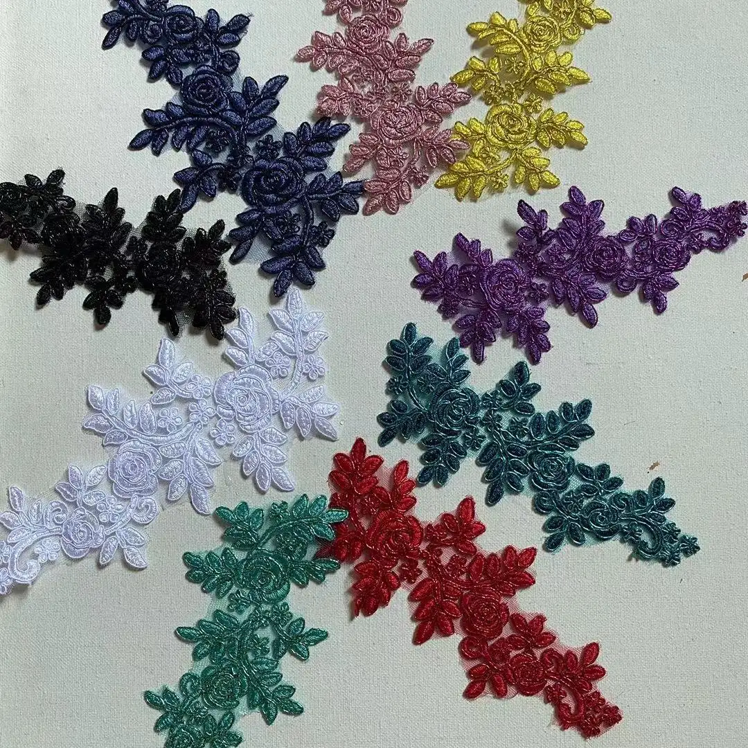 Multi Colors Embroidery Patch Polyester Cording Lace Applique for Garment Accessories