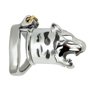 Cage de chasteté à succès avec extension tête de tigre en acier inoxydable 304, verrou de cage pour jeu adulte, cage à pénis pour homme - Product Image 3