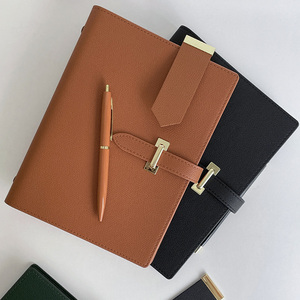 Carpeta de anillas A5 personalizada de primera calidad, cuaderno de cuero PU de tapa dura, planificador de negocios, diarios, juego de caja de regalo para mujer con logotipo personalizado - Product Image 1