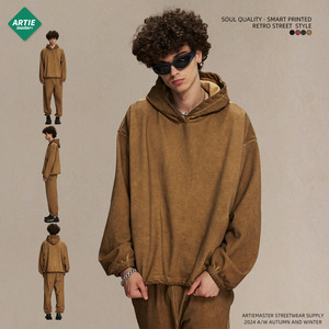 2025 automne American Terry 450g sweat-shirt pour hommes grande taille Niche Design Dirty Dye Plus sweats à capuche et sweat-shirts - Product Image 5