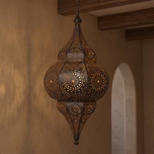Lanterne en métal de conception marocaine en laiton AK dans une lanterne suspendue décorative finie antique pour la décoration intérieure/décor de festival - Product Image 2