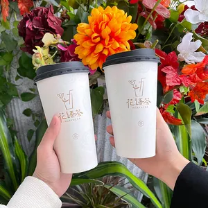 LOKYO व्यक्तिगत डिस्पोजेबल कॉफी पेपर कप 20 oz एकल दीवार कागज कप अद्वितीय यूवी रंग बदलते कागज कप के लिए गर्म पेय