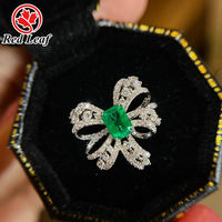 Redleaf 18K Weißgold Hochzeitsschmuck Ring Rechteckig Geschliffener Smaragd Edelstein 0,5CT bis 3,0CT Klassischer Stil für Partys