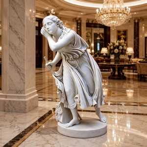 Sculpture personnalisée en marbre Nydia - Statue néoclassique sur mesure de la Jeune Fille aux Fleurs de Pompei pour intérieurs de luxe - Product Image 5