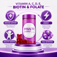 Complément multivitaminé en gommes végétaliennes à base de pectine, saveur fruitée, pour une nutrition quotidienne