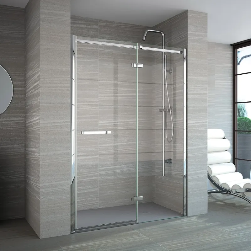 Panneau d'écran de porte de salle de douche de bain sans cadre verre trempé clair pour salle de bain