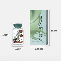Diffuseur de parfum en verre carré transparent de 200 ml avec logo personnalisé, bouchon en verre, parfum naturel de plantes, style forêt, décoration d'intérieur, cadeau parfumé