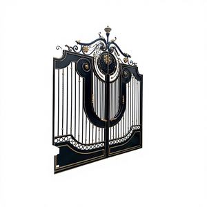 Portails d'entrée en fer forgé personnalisés KHP, style victorien de luxe, anti-rouille, galvanisés à chaud, revêtement poudré, double entrée - Product Image 1