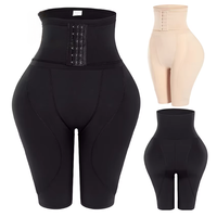 Shorty gainant taille haute à agrafes, effet ventre plat, rembourré pour rehausser les hanches et les fesses, sous-vêtement sculptant pour femme