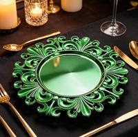 Assiettes de Présentation en Plastique PP Dorées de Luxe, Durables et Réutilisables, Design Creux, pour Mariages et Événements (Vente en Gros)