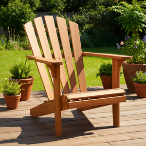 Sedia da Giardino Adirondack in Legno di Acacia Massiccio, Arredamento da Esterno, Design Rustico, Gambe Affusolate, Colore Marrone - Product Image 2