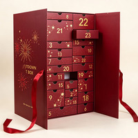 Calendario dell'Avvento Natalizio di Alta Gamma con Logo Personalizzato, Scatola Rigida in Cartone Opaco Riciclabile, Chiusura Magnetica, Nastro, Regalo per Cosmetici