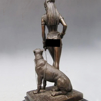 Sculpture personnalisée Mornsun Cléopâtre en polyrésine, figurines de prêtresse et de reine égyptiennes, femme sexy debout, panthère, couleur bronze peinte