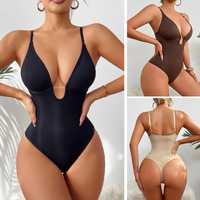 Prix d'usine - Body sculptant pour femme en nylon sans couture, forme de V profond, effet corset, rehausseur de fesses, compression, push-up