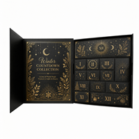 Boîte de calendrier de l'avent de Noël personnalisée noire de 12 jours, emballage cadeau en papier rigide de luxe avec laminage brillant