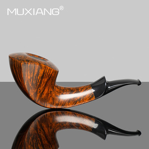 Muxiang Briar Wood Tobacco Pipe Bent Shape Solid Wood Vintage Style 3mm Filter Smoking Set - Product Image 2