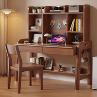 Escritorio Ergonómico de Madera Sólida con Estantería Integrada para Oficina en Casa, Dormitorio o Espacio de Estudio