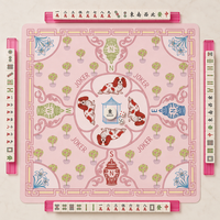 Tapis de jeu de Mahjong de luxe moderne style Palm Beach rose, épais, antidérapant, facile à nettoyer, pour 4 joueurs, idéal pour les dominos