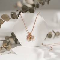 Mode personnalisé pierre de naissance enfants pendentif à breloques collier personnalisé Triangle fille pierre boîte chaîne pendentif collier