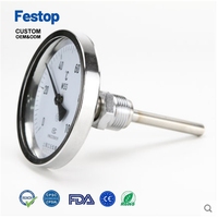 Thermomètre industriel bimétallique WSS-401 en acier inoxydable et plastique, sonde 0-150°C, 300mm, OEM, pour chaudière, tuyau, four, température