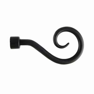 LINEA FERRO DECO - Juego de 2 extremos para cortinas, MOD. UNCINO, COLOR NEGRO - Product Image 1