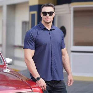 Chemise pour <span class=keywords><strong>homme</strong></span> QFZ2895-OEM en tissu extensible quatre directions, effet imperméable, grande taille, été 2024 - Product Image 1