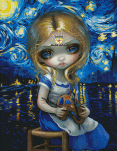 LANSURE 5D Kit de peinture diamantée <span class=keywords><strong>Van</strong></span> <span class=keywords><strong>Gogh</strong></span> Girl 50x63 Premium Velvet Canvas 5 AB Resin Square Drill Broderie Canvas <span class=keywords><strong>Painting</strong></span> - Product Image 2