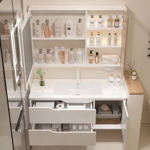 New White Bathroom Cabinet <b>Smart</b> Mirror Cabinet Space Storage White Sink Wall-Mounted - Product Image 2