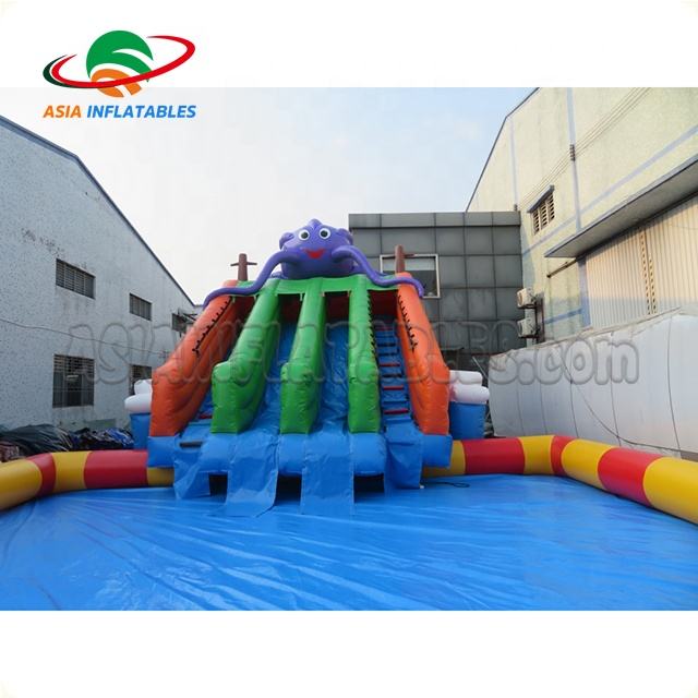 Land Inflatable Water Park with Pool Mobile Park Octopus Theme