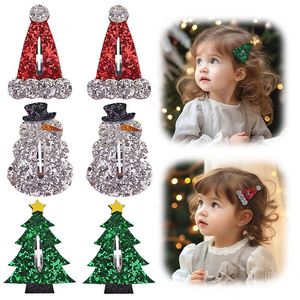 Horquilla de Navidad de estilo dulce para niños, de acetato Material, árbol de Navidad, sombrero de muñeco de nieve, Clip BB, Clip de goteo brillante para niños - Product Image 1