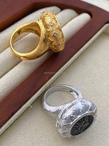 Anillo de Moneda Antigua Helios Estilo Dibujo, Plata S925, Retro, Lujo Ligero, Chapado en Oro de 18k y Rodio, con Circonita, Joyería Fina para Hombre - Product Image 5