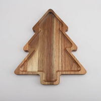 Plateau de service en bois d'acacia naturel, style américain, élégant, forme irrégulière, écologique, motif uni, directement de l'usine