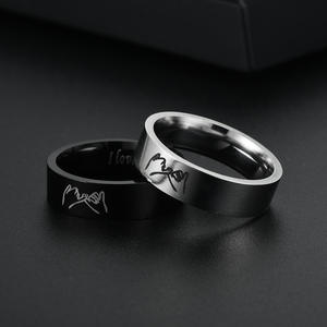 Fine Jewelry <strong>Rings</strong> Titanium Steel Retro <strong>Love</strong> I <strong>love</strong> You Hand-in-hand Couple <strong>Ring</strong> Wholesale - Product Image 3