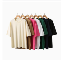 T-shirt de travail décontracté en coton peigné pur 230g, col rond, manches courtes, respirant, coupe ample, pour le sport et les loisirs