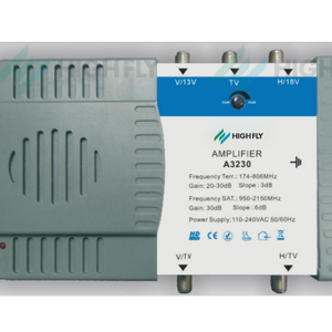Amplificateur satellite HIGH FLY A3230 3 entrées 2 sorties TV+2 <span class=keywords><strong>SAT</strong></span> avec gain réglable 30+2dB 950-2150MHz - Product Image 2