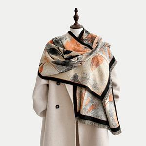 2025 Nueva bufanda de estilo chino con grafiti Retro, chal de Cachemira de imitación con patrón de rama de árbol, calentador de cuello versátil cálido grueso - Product Image 5