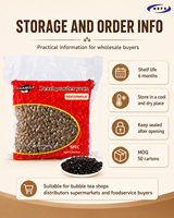 THUMBS Perles de tapioca noires originales, moelleuses et élastiques, 900g*20/1kg*18 par carton, pour les magasins de bubble tea, les cafés, les restaurants, OEM/ODM