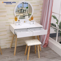 Ensemble de coiffeuse moderne avec miroir éclairé à 2 couleurs et dimmable Table de maquillage avec tiroirs Conception de panneau de rangement pour salle de bain