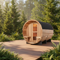 Moderne Quadratische Rote Zeder Massivholz Outdoor-Villa-Sauna für 4-6 Personen Elektrische Sauna-Kabine 8mm Gehärtete Glastür