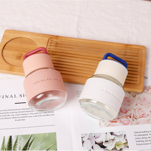 Mini Botella de Agua de Vidrio con Asa, Portátil, para Viaje, con Tapa, Opciones de Color Naranja, Blanco, Rosa y Negro - Product Image 2