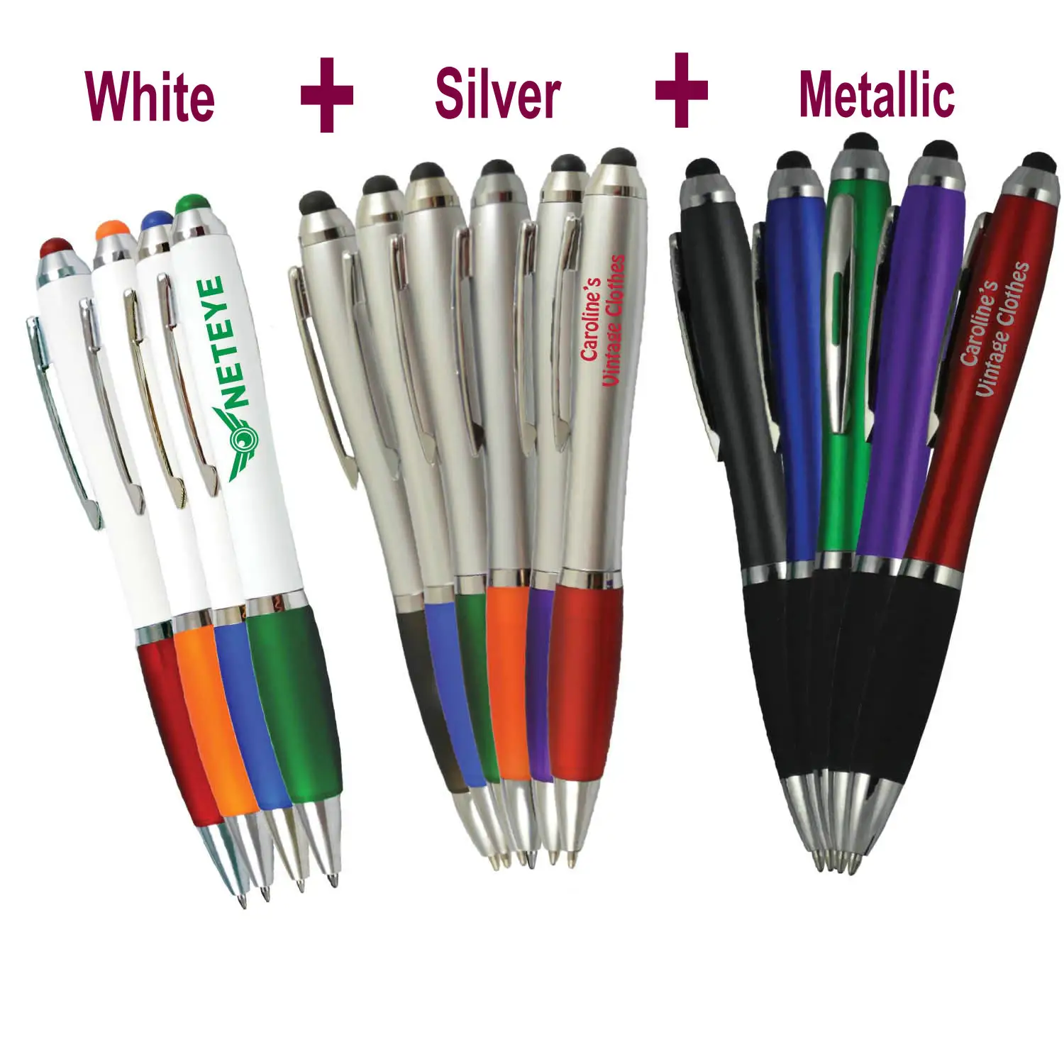 Penna Logo promozionale in plastica OEM con penna a sfera touch Screen stilo-colore personalizzato e penne a sfera con logo