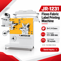 Machine d'impression flexographique textile JR-1231, impression flexo multi-couleurs, alimentation par rouleaux, presse flexographique pour étiquettes en tissu