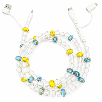 Câble de charge FASHLINK Y2K transparent à perles, 4-en-1 USB Type C, cordon de chargeur multiple, cadeau tendance et coloré