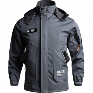 Ensemble coupe-vent à manches courtes doublé polaire et épaissi, vêtements de travail chauds pour l'extérieur, imperméables et résistants à la saleté. - Product Image 4