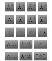 Enchufe Multifuncional Estándar Británico de un Polo y 10A 250V con Cinco Orificios USB (2 + 1 C) y Material de PC