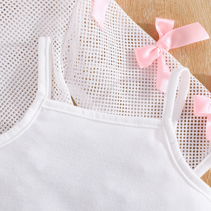 Conjunto de Ropa Infantil Elegante, Casual y Transpirable de Tres Piezas para Niñas Pequeñas con Hermosas Decoraciones de Lazos para el Verano - Product Image 4