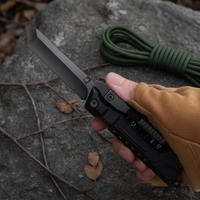 Couteau multifonction pliant en acier inoxydable, haute dureté, pour le camping, la survie, tactique, EDC, outil de poche portable pour l'extérieur, noir, nylon