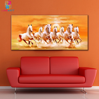 UNIART Impression Animaux Artistiques 7 Courir Cheval Blanc Peinture À L'huile sur Toile Peint À La Main Moderne Peinture Murale Salon