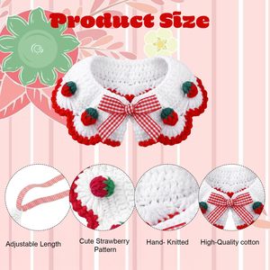 Grazioso Kit di Vestiti per Animali Domestici con Design in Pizzo Arricciato, Abito a Forma di Fragola in Maglia per Piccoli Compagni - Product Image 2